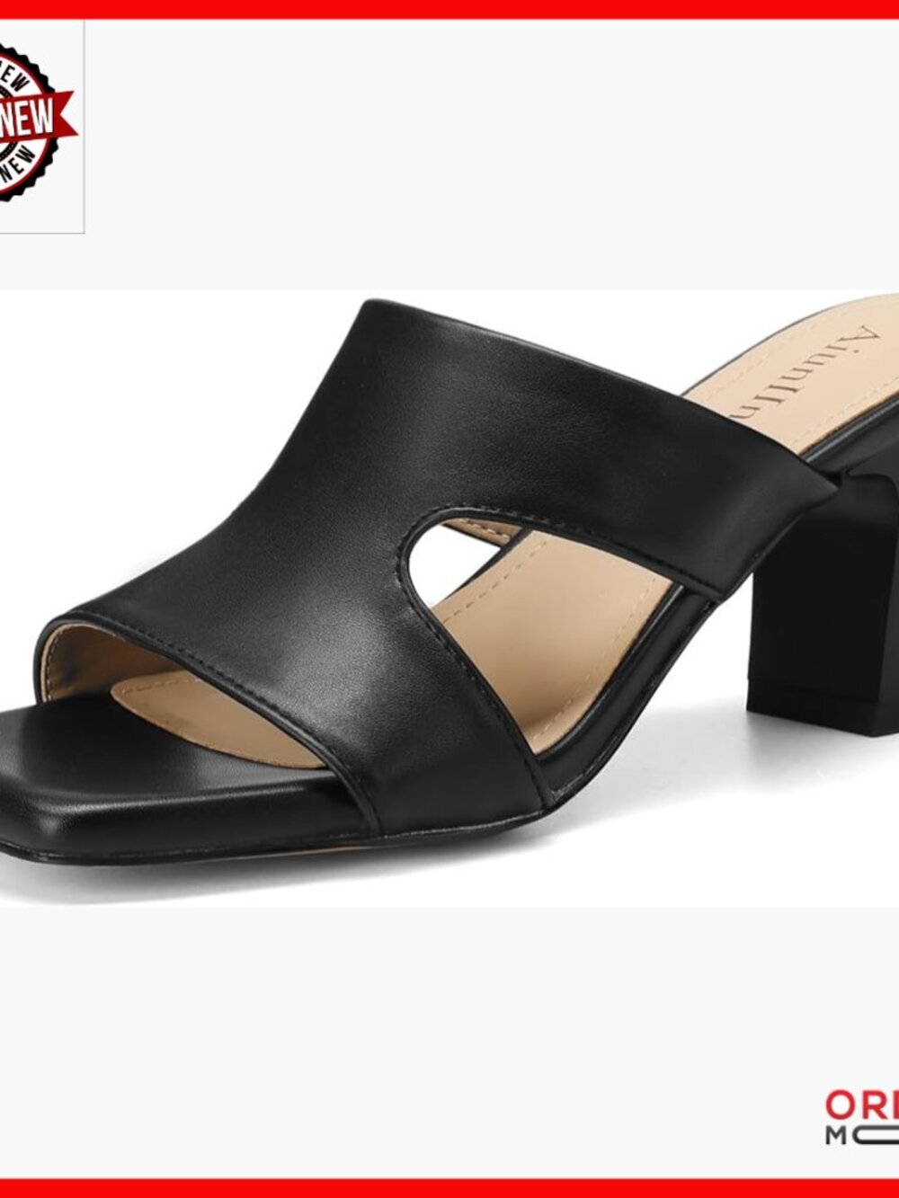 Chunky Block Heel Mules Square Toe Slip On Backless Sandals
